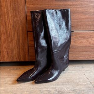 Burgundy Knee-High Women's Boots